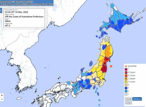 землетрясения, произошедшего на северо-востоке Японии.