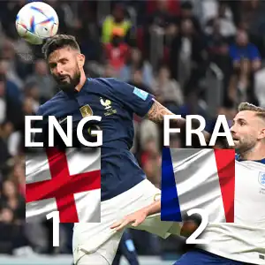 Сборная Франции со счетом 2:1 обыграла команду Англии 
